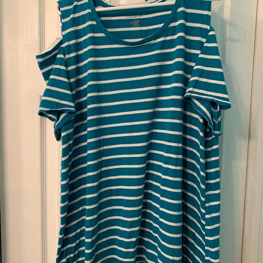 Lane Bryant Cold Shoulder Striped Top size 18/20